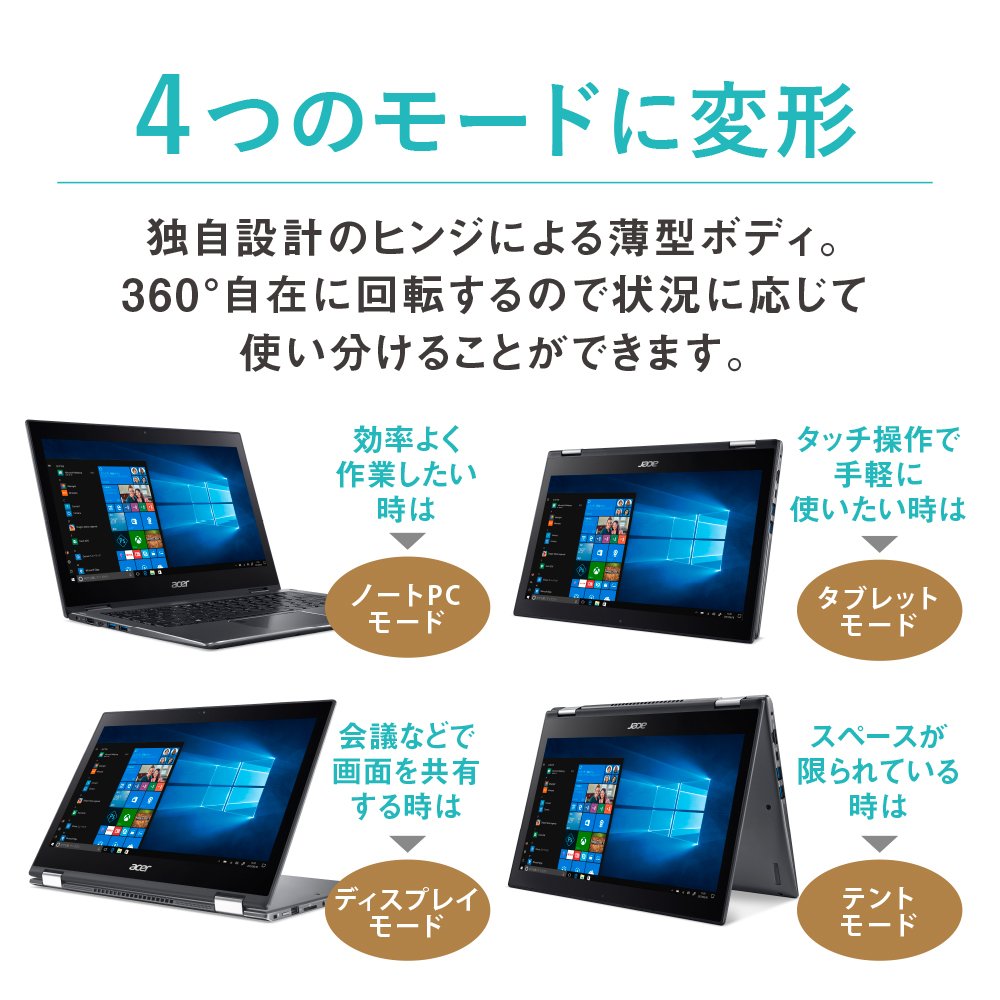 Amazon.co.jp: Acer ノートパソコン Spin 5 SP513-52N-N78U (Core i7